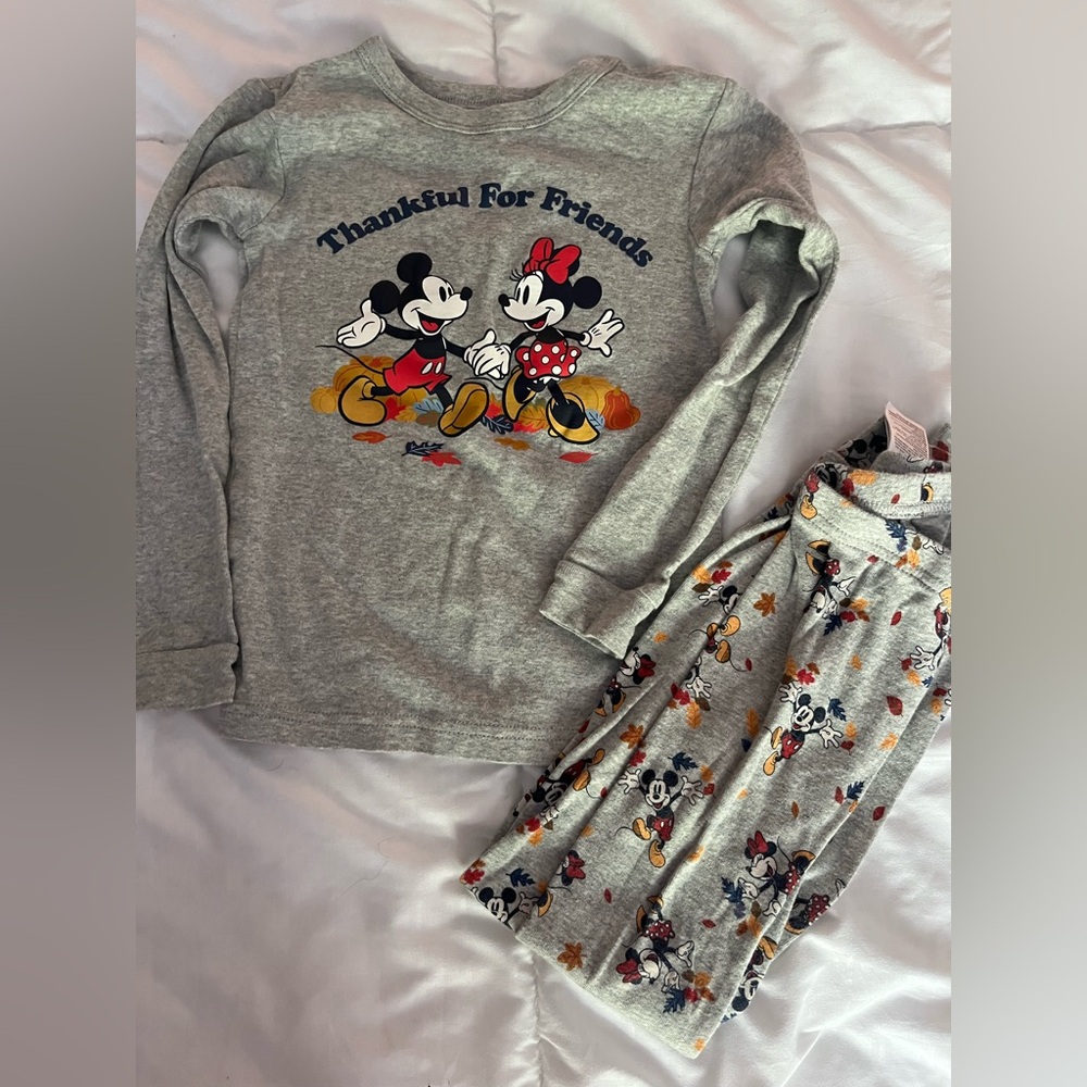 GAP Gray Kids Pajama Set with Mickey and Minnie